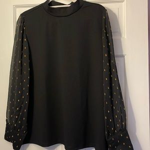 NWT Ann Taylor gold and black blouse